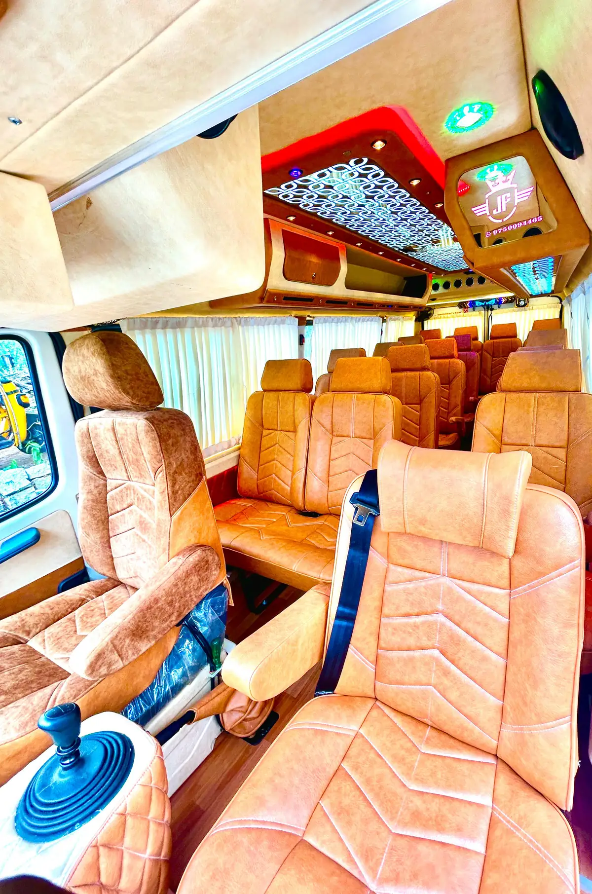 Luxury Force Traveller captain seats and overhead console
